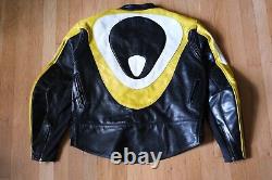 Vanson Cobra Leather Motorcycle Black/Yelllow Jacket Men's Size 46 Made in USA