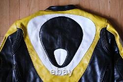 Vanson Cobra Leather Motorcycle Black/Yelllow Jacket Men's Size 46 Made in USA