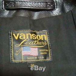 Vanson ENF Leather Rider Jacket Blouson Outer Men's 36 Black Biker Harley USED