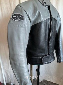 Vanson Leather Boston Mass Sportrider Jacket size 44 Grey / Black