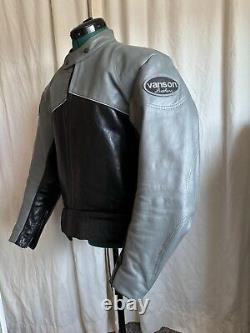 Vanson Leather Boston Mass Sportrider Jacket size 44 Grey / Black