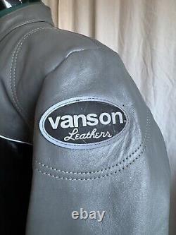 Vanson Leather Boston Mass Sportrider Jacket size 44 Grey / Black