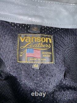 Vanson Leather Boston Mass Sportrider Jacket size 44 Grey / Black
