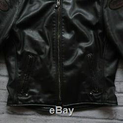 Vanson Leather Cafe Racer Motorcycle Jacket Size M Black