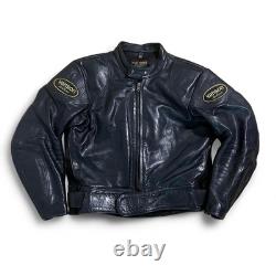 Vanson Leather Heavyweight Motorcycle Jacket with Patches Size 44 Vintage