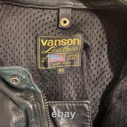 Vanson Leather Heavyweight Motorcycle Jacket with Patches Size 44 Vintage
