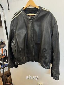 Vanson Leather Jacket Drifter 2. Firenze Black. Bone Stripes Fits XXL and XXXL