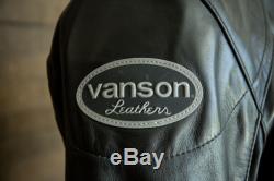 Vanson Leathers, Black Leather Riding Jacket, Mens L
