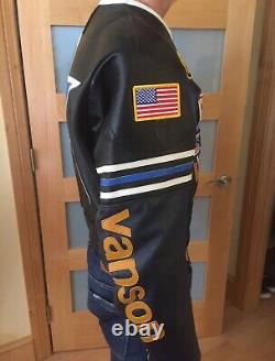 Vanson Leathers Blue Star Motorcycle Jacket USA-made. Size M / Medium