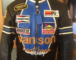 Vanson Leathers Blue Star Motorcycle Jacket USA-made. Size M / Medium