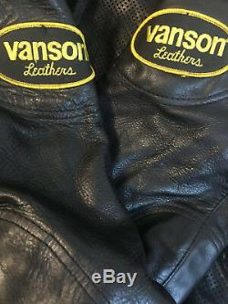 Vanson Leathers Cobra Mk 2 Black Motorcycle Perf Jacket Sz 42 Biker