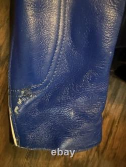 Vanson Leathers Motorcycle Jacket Blue Black Perforated Racing Armor USA Men 44