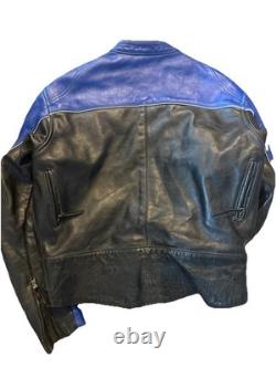 Vanson Leathers Motorcycle Jacket Blue Black Perforated Racing Armor USA Men 44