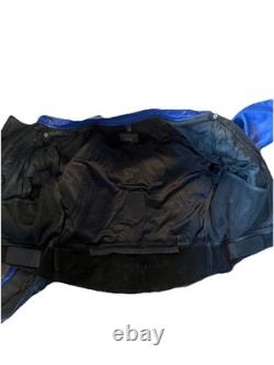 Vanson Leathers Motorcycle Jacket Blue Black Perforated Racing Armor USA Men 44