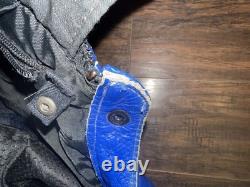 Vanson Leathers Motorcycle Jacket Blue Black Perforated Racing Armor USA Men 44