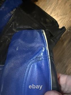 Vanson Leathers Motorcycle Jacket Blue Black Perforated Racing Armor USA Men 44