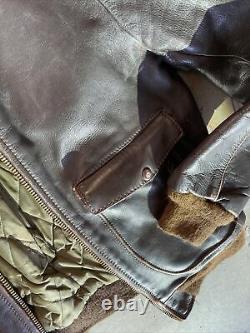 Vanson Leathers Size 38 Men's Brown Leather Bomber Jacket Medium Vintage See