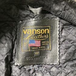 Vanson Leathers Streamliner Motorcycle jacket Sz 42 Biker Black Quilted Vintage