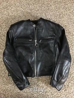 Vanson Leathers heavy Black Motorcycle Jacket Mens 46 thick leather riding