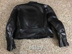 Vanson Leathers heavy Black Motorcycle Jacket Mens 46 thick leather riding