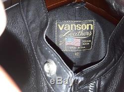 Vanson Men's Black Leather Zip Coat Jacket Size 42 Made in USA