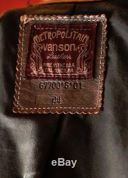 Vanson Metro brown leather mens jacket size 44