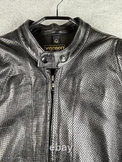 Vanson Perforated Leather Motorcycle Jacket Armored Size 52