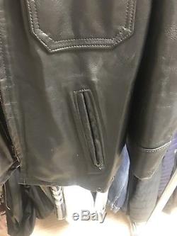 Vanson Police Leather Motorcycle Jacket, Size 42