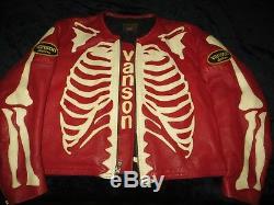 Vanson Red Bones Skeleton Leather Motorcycle Riding Jacket Size 62 (Not Supreme)