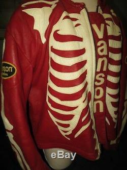 Vanson Red Bones Skeleton Leather Motorcycle Riding Jacket Size 62 (Not Supreme)