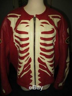 Vanson Red Bones Skeleton Leather Motorcycle Riding Jacket Size 62 (Not Supreme)
