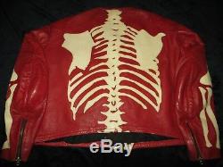 Vanson Red Bones Skeleton Leather Motorcycle Riding Jacket Size 62 (Not Supreme)