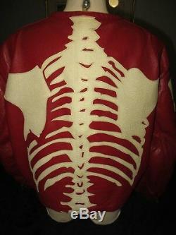 Vanson Red Bones Skeleton Leather Motorcycle Riding Jacket Size 62 (Not Supreme)