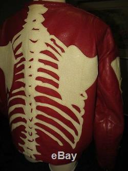 Vanson Red Bones Skeleton Leather Motorcycle Riding Jacket Size 62 (Not Supreme)