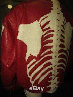 Vanson Red Bones Skeleton Leather Motorcycle Riding Jacket Size 62 (Not Supreme)