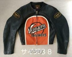 Vanson Single Riders Jacket Blouson Leather Biker Motorcycle Men's 38 From Japan