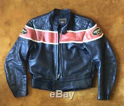 Vanson USA Leathers Vintage Cafe Racer Motorcycle Biker Leather Jacket 42
