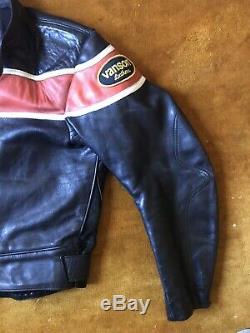 Vanson USA Leathers Vintage Cafe Racer Motorcycle Biker Leather Jacket 42