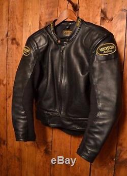 Vanson USA Leathers Vintage Cafe Racer Motorcycle Biker Leather Jacket 42-l