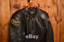 Vanson USA Leathers Vintage Cafe Racer Motorcycle Biker Leather Jacket 42-l