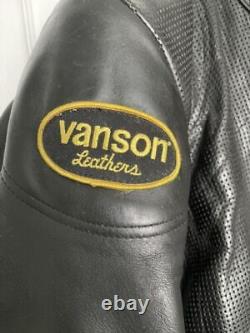 Vanson USA Perforated Leather Motorcycle Jacket, Men's Size 46
