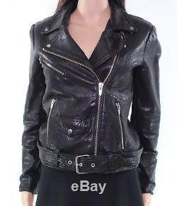 Veda Black Belted Women's Size Small S Motorcycle Leather Jacket $990- #056