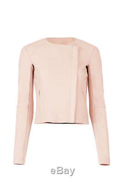 Veda Pink Women's Size P Petite Collarless Full-Zip Jacket Leather $898- #052