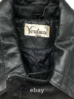 Verducci Fringe Leather Motorcycle Jacket Mens 44 Large Heavy 80's Biker Rock