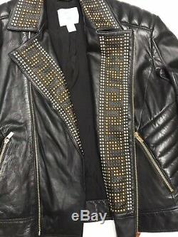 Versace H&M Studded Leather Biker Moto Men's Jacket Adult Size Large Black