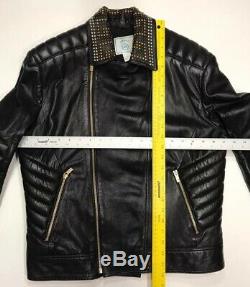 Versace H&M Studded Leather Biker Moto Men's Jacket Adult Size Large Black