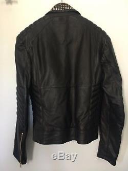 Versace H&m Mens Jacket Coat Biker Leather 100% Authentic Size L