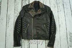 Versace H&m Mens Jacket Coat Biker Leather 100% Authentic Size M / L Sample