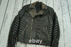 Versace H&m Mens Jacket Coat Biker Leather 100% Authentic Size M / L Sample