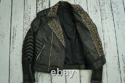 Versace H&m Mens Jacket Coat Biker Leather 100% Authentic Size M / L Sample